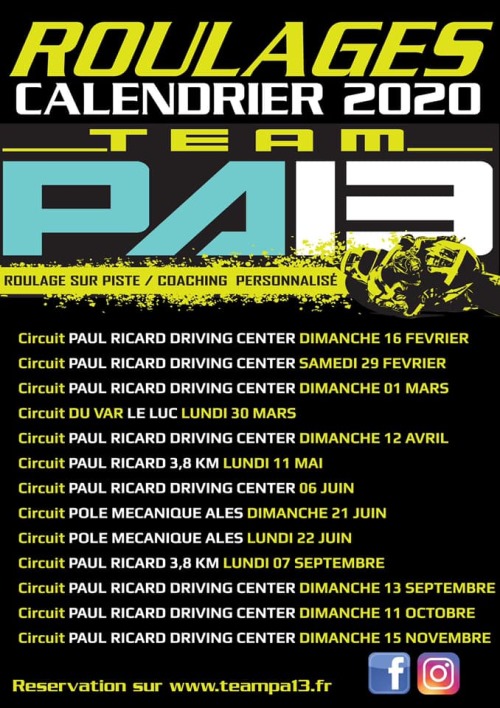 calendrier roulage